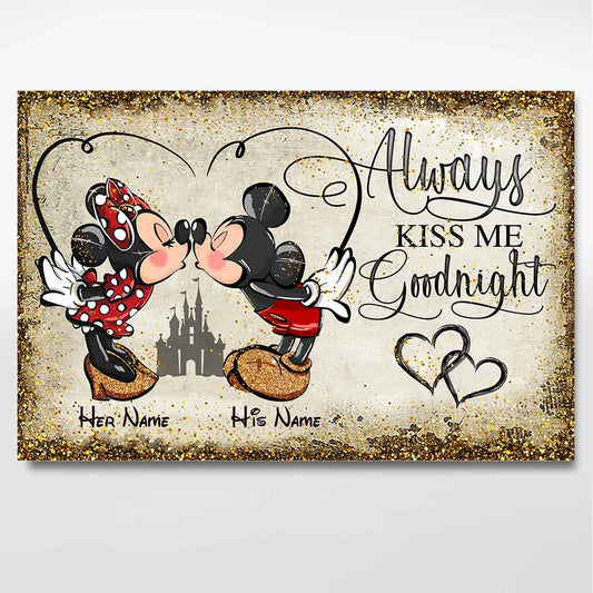 Always Kiss Me Goodnight - Personalized Couple Mouse Poster