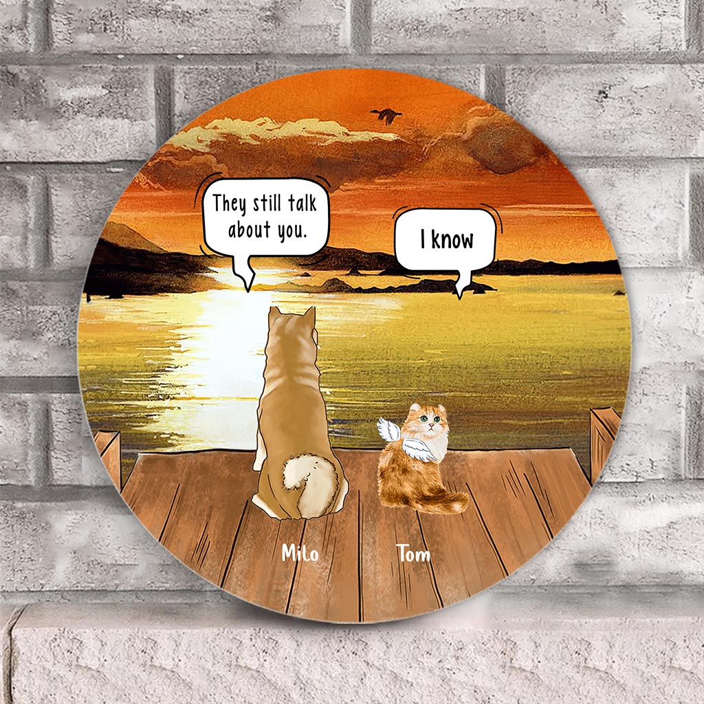 Dog Cat Memorial - Personalized Dog Round Wood Sign