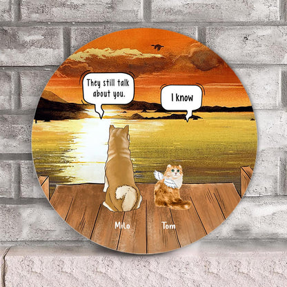Dog Cat Memorial - Personalized Dog Round Wood Sign