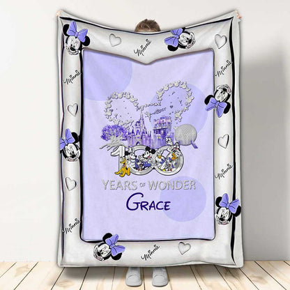 100 Years Of Magic Pink - Personalized Mouse Blanket