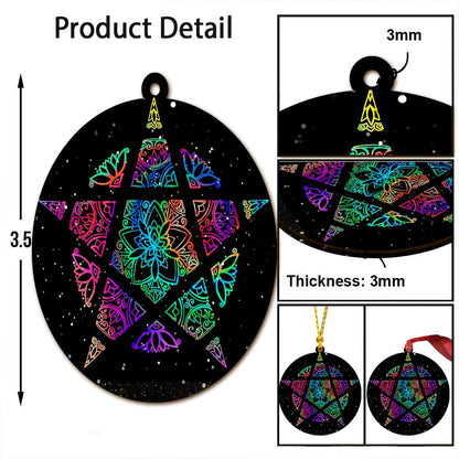 Colorful Pentacle - Witch Ornament (Printed On Both Sides) 1022