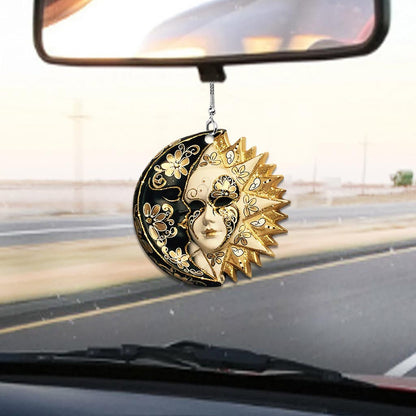 Live By The Sun Love By The Moon - Witch Car Ornament (Printed On Both Sides)