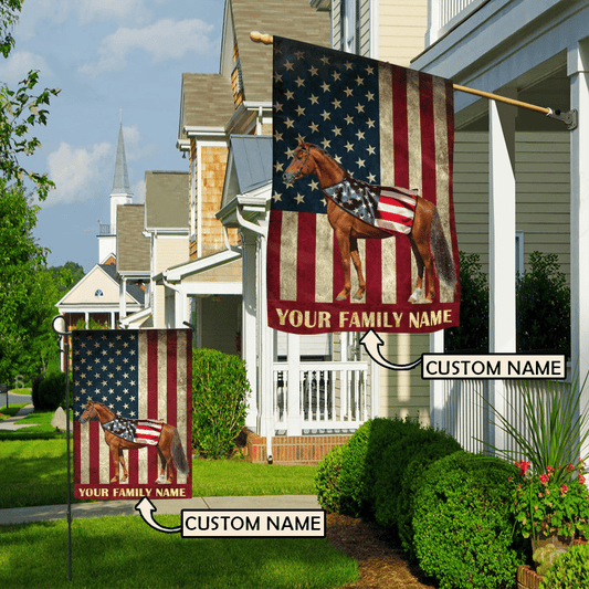 American Horses Personalized Horse House Flag 0523