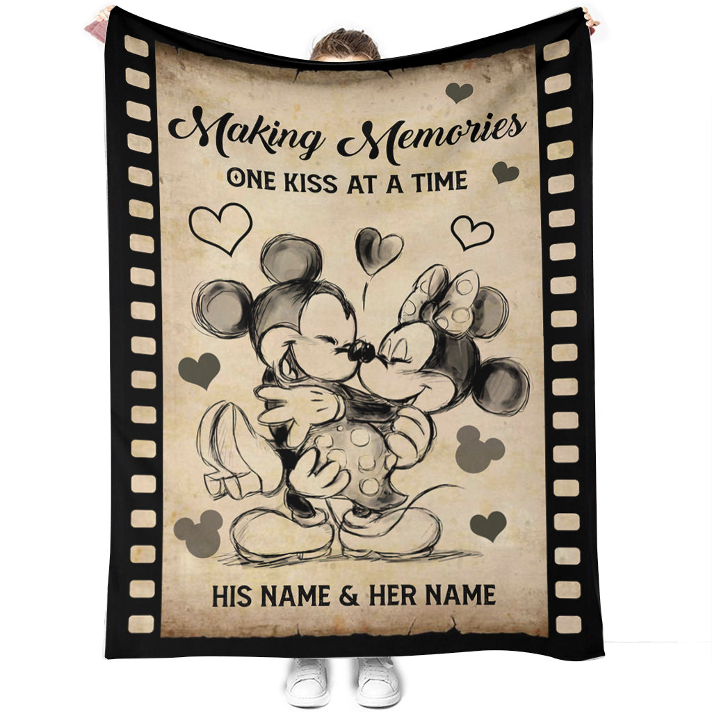Making Memories One Kiss At A Time - Personalized Couple Mouse Blanket