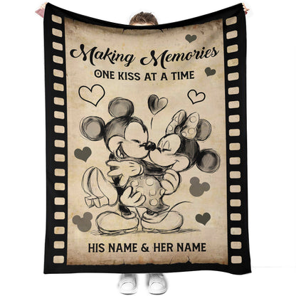 Making Memories One Kiss At A Time - Personalized Couple Mouse Blanket
