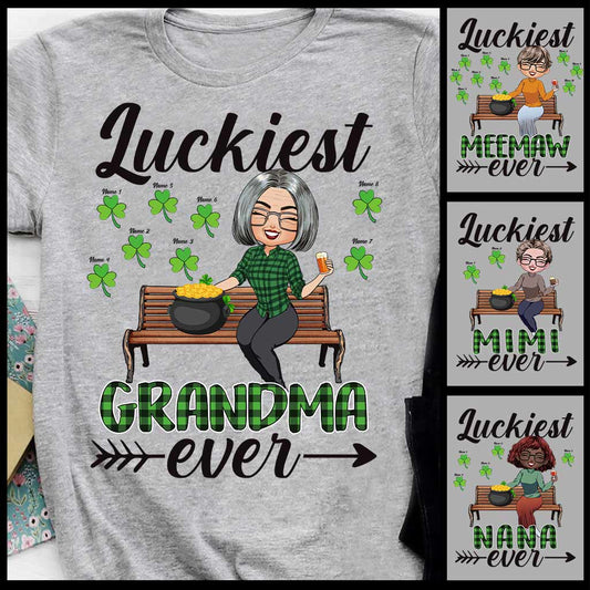 Luckiest Grandma Ever - Personalized St. Patrick's Day Grandma T-shirt and Hoodie
