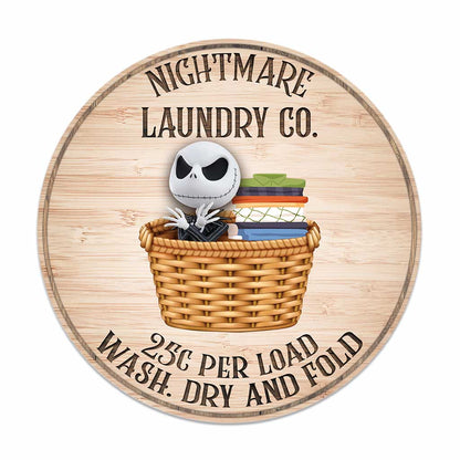 Laundry Co - Nightmare Round Wood Sign