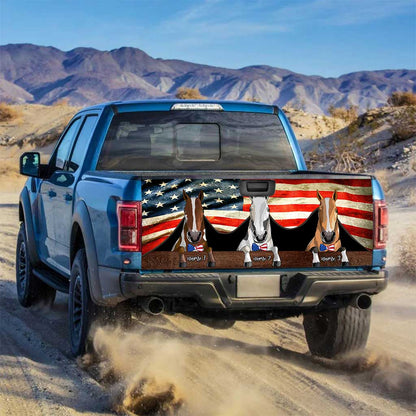 Red, White And Blue Horses - Personalized Independence Day Truck Tailgate Decal