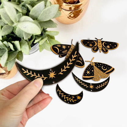 Moth And Moon Garland - Halloween Witch 6 Pieces Garland