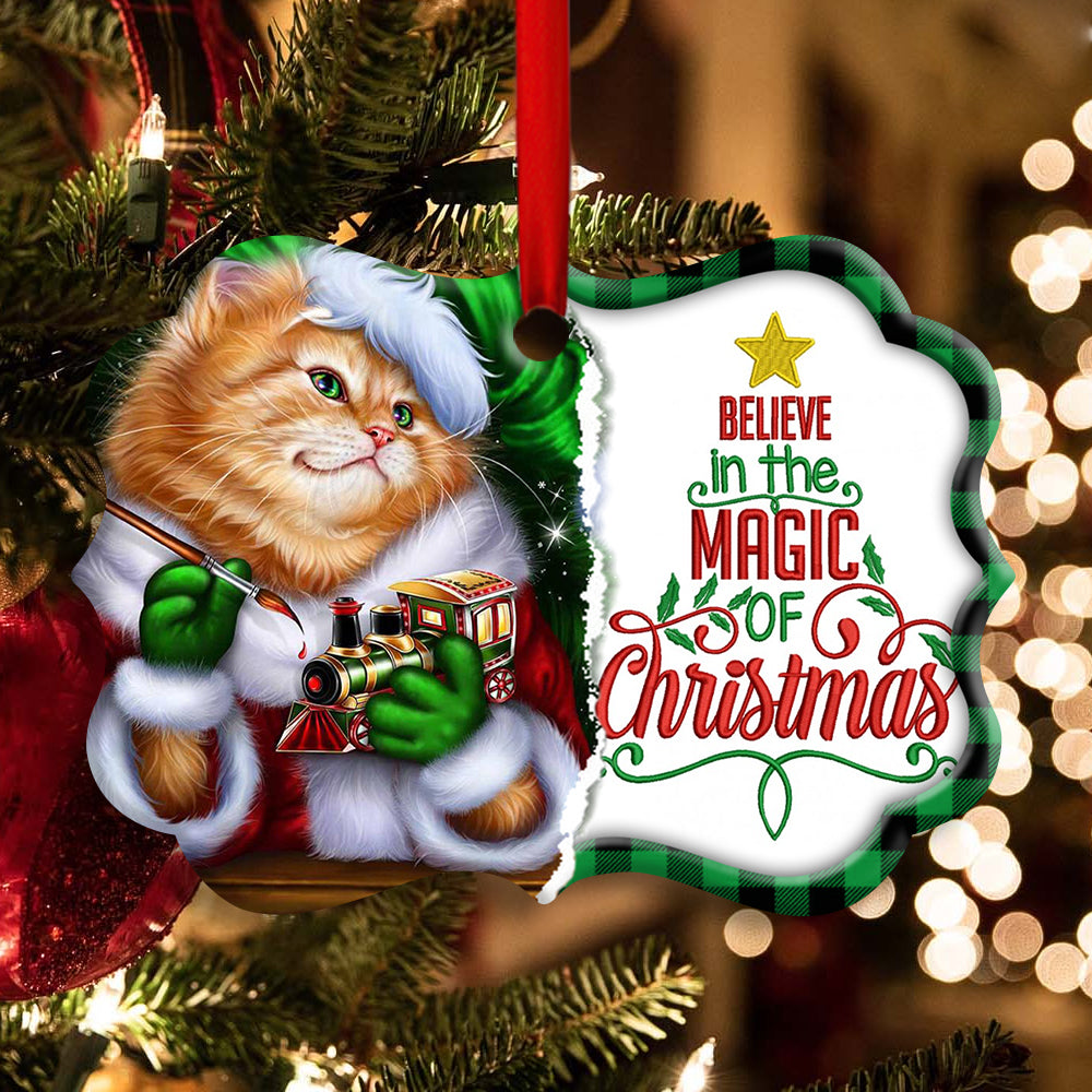 Cute Cat Believe In The Magic Of Christmas - Cat Ornament (Printed On Both Sides) 1022