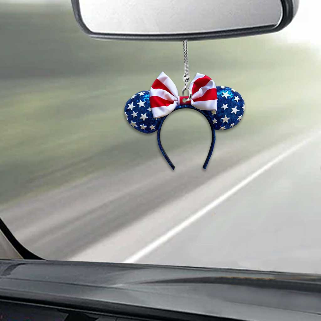 Happy 4th Of July - Independence Day Mouse Car Ornament With 3D Pattern Print (Printed On Both Sides)