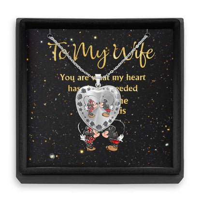 To My Wife - Personalized Couple Mouse Heart Pendant Necklace