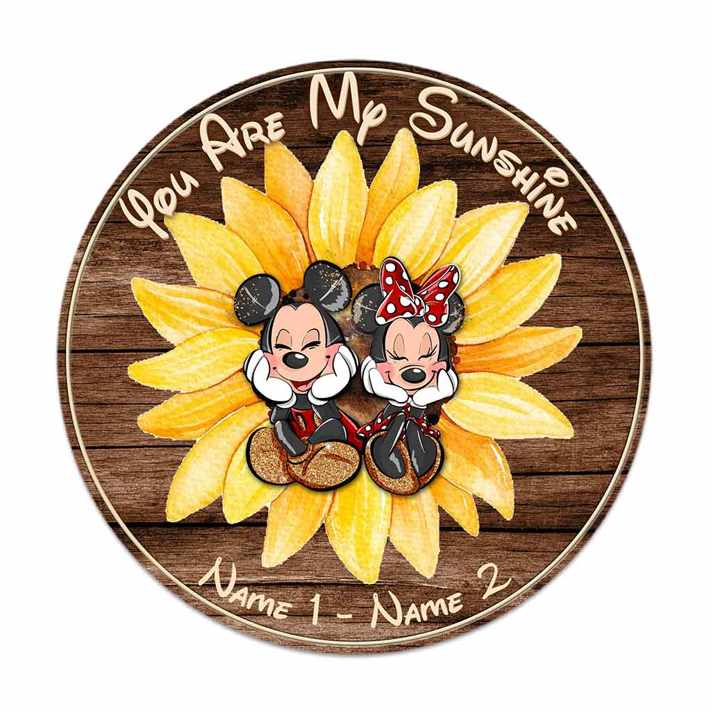 You Are My Sunshine - Personalized Mouse Round Wood Sign