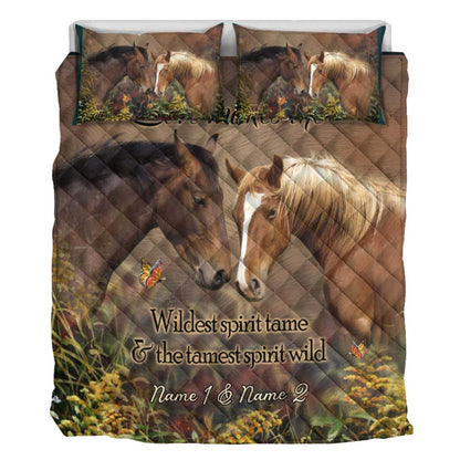 Love Makes The Wildest Spirit Tame - Personalized Horse Quilt Set