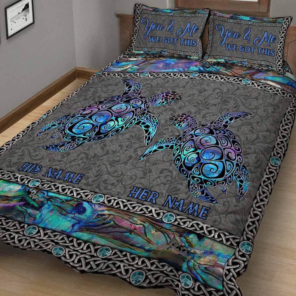 So Many In The Ocean - Personalized Turtle Quilt Set With 3D Pattern Print