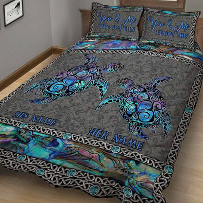So Many In The Ocean - Personalized Turtle Quilt Set With 3D Pattern Print