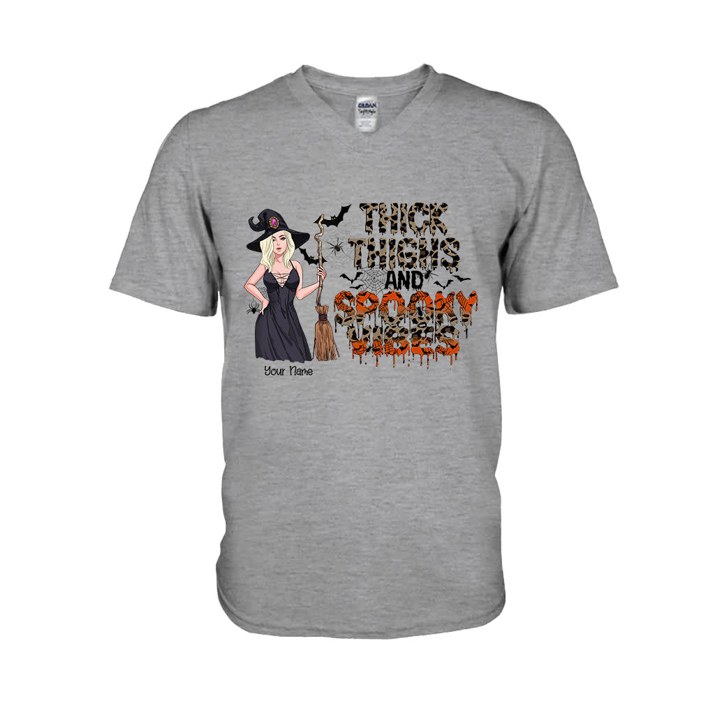 Thick Thighs And Spooky Vibes - Personalized Witch T-shirt and Hoodie