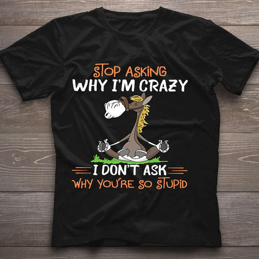 Stop Asking Why I'm Crazy Horse T-shirt and Hoodie 0523