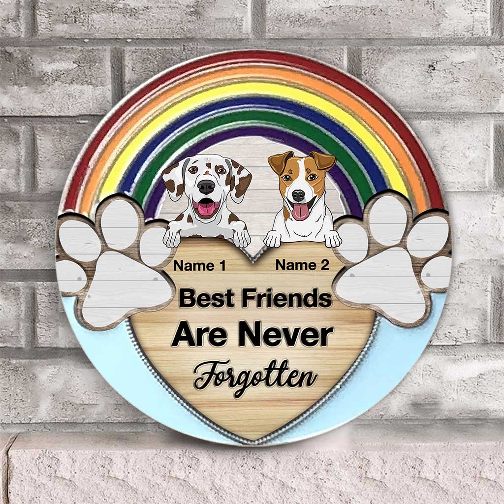 Never Forgotten - Personalized Dog Round Wood Sign