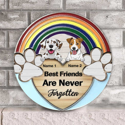 Never Forgotten - Personalized Dog Round Wood Sign