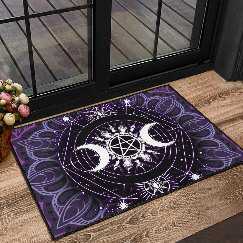 Triple Moon Pentagram Wicca - Witch Doormat 0822