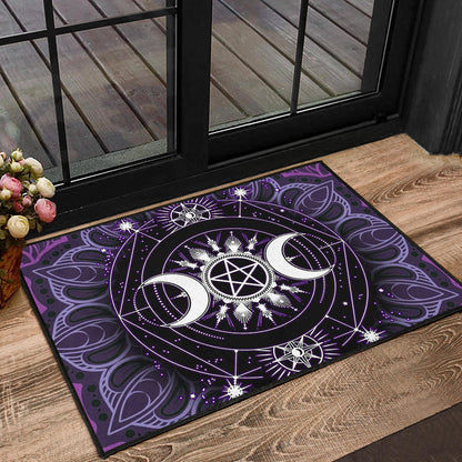 Triple Moon Pentagram Wicca - Witch Doormat 0822