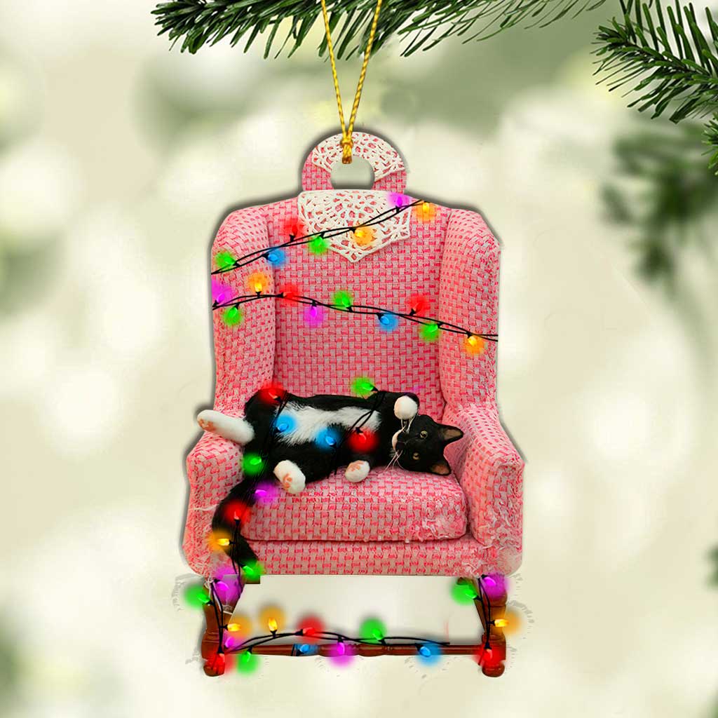 Sleepy Kitty Purr Purr Purr - Christmas Cat Ornament (Printed On Both Sides)