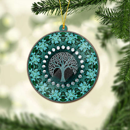Winter Solstice Tree & Moon Phases - Witch Ornament (Printed On Both Sides) 1022