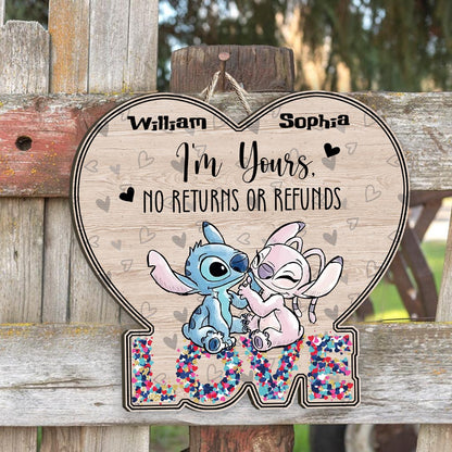 I'm Yours No Returns Or Refunds - Personalized Couple Ohana Wood Sign