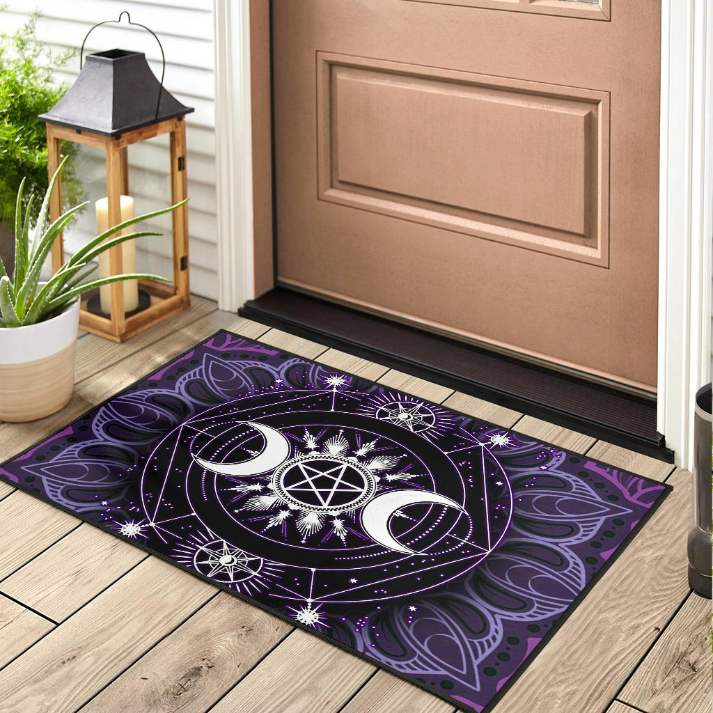 Triple Moon Pentagram Wicca - Witch Doormat 0822