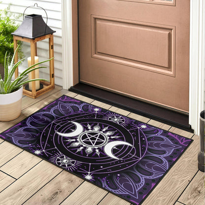Triple Moon Pentagram Wicca - Witch Doormat 0822