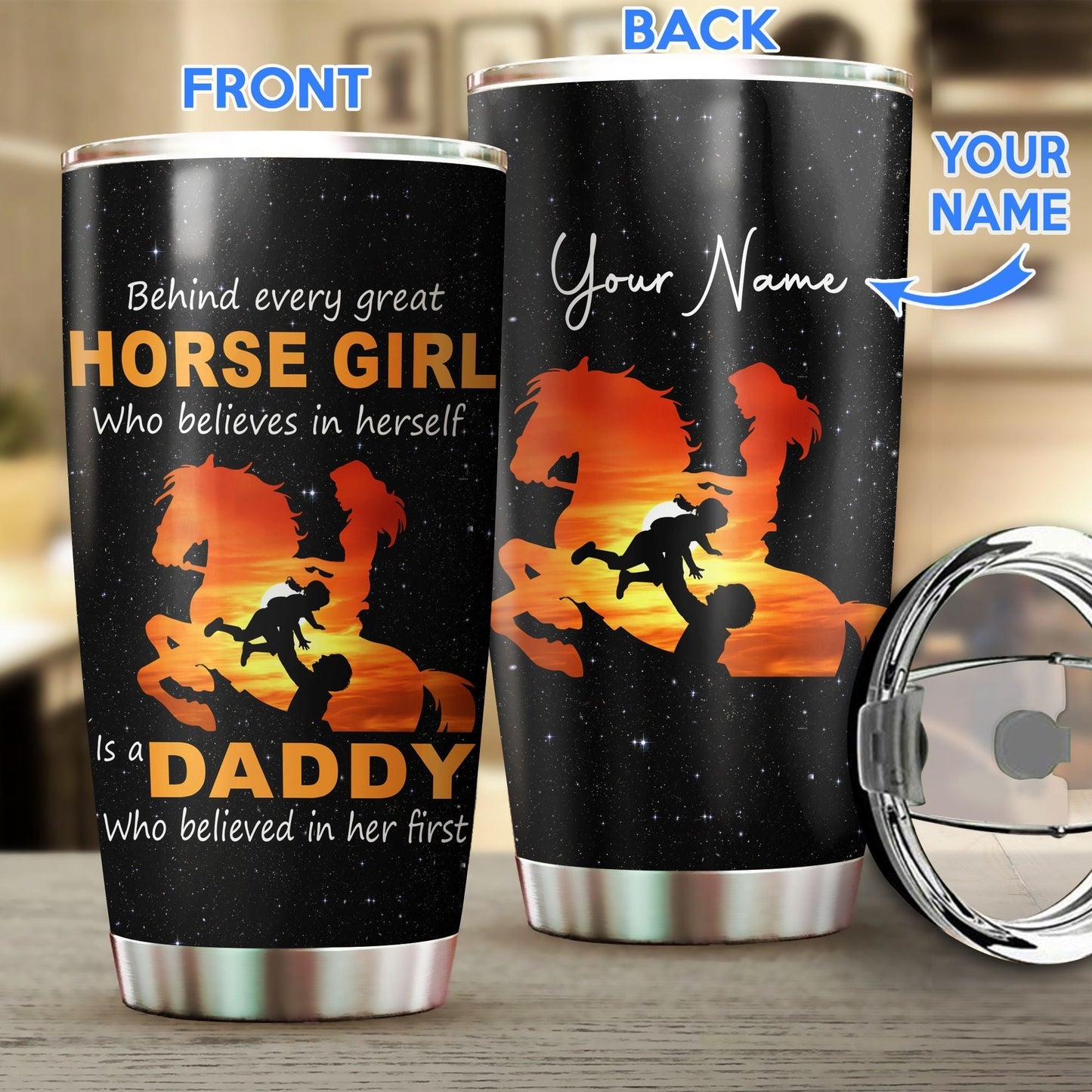 Horse Girl And Her Daddy Personalized Horse Tumbler 0523