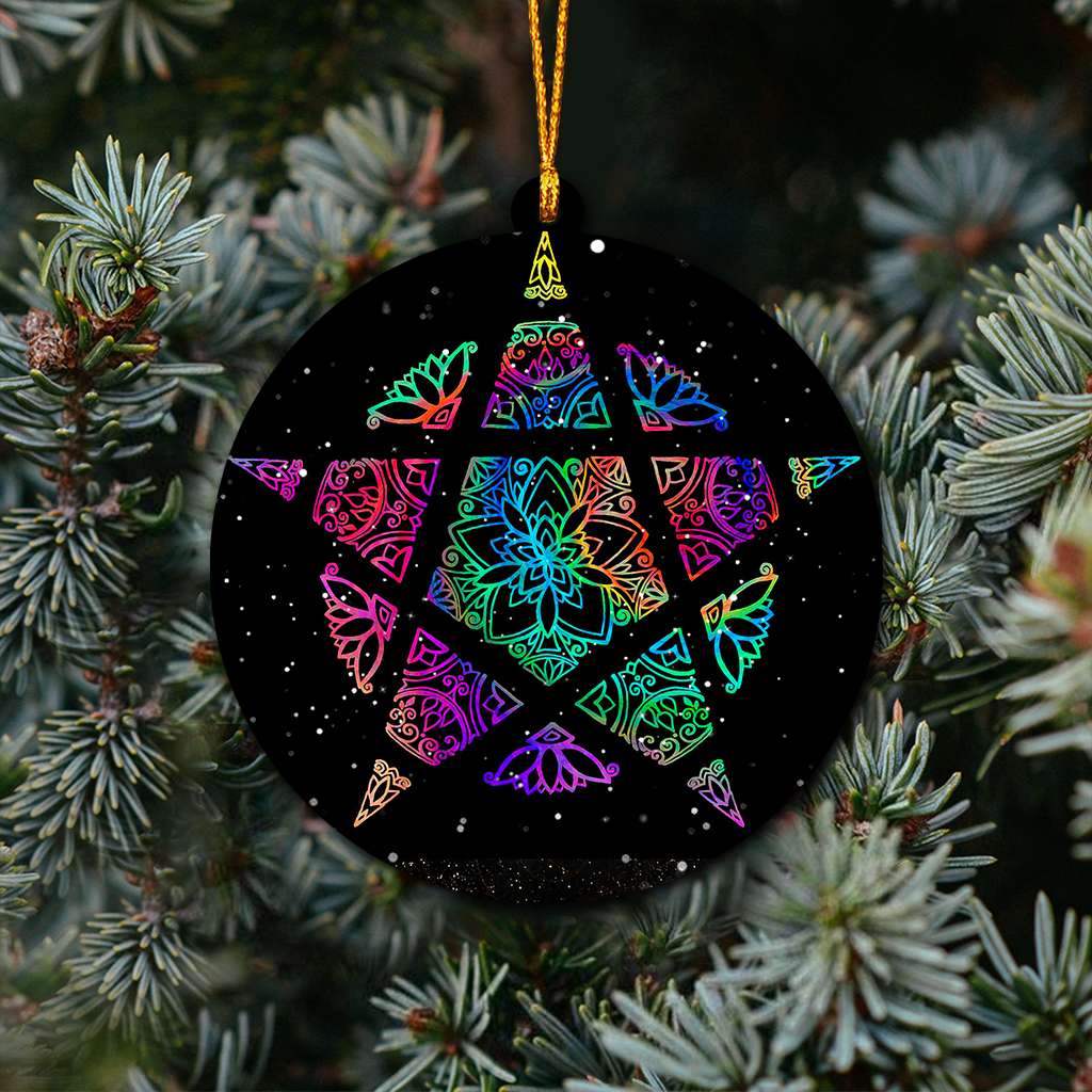 Colorful Pentacle - Witch Ornament (Printed On Both Sides) 1022