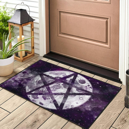 Pentagram Moon Wicca - Witch Doormat 0822