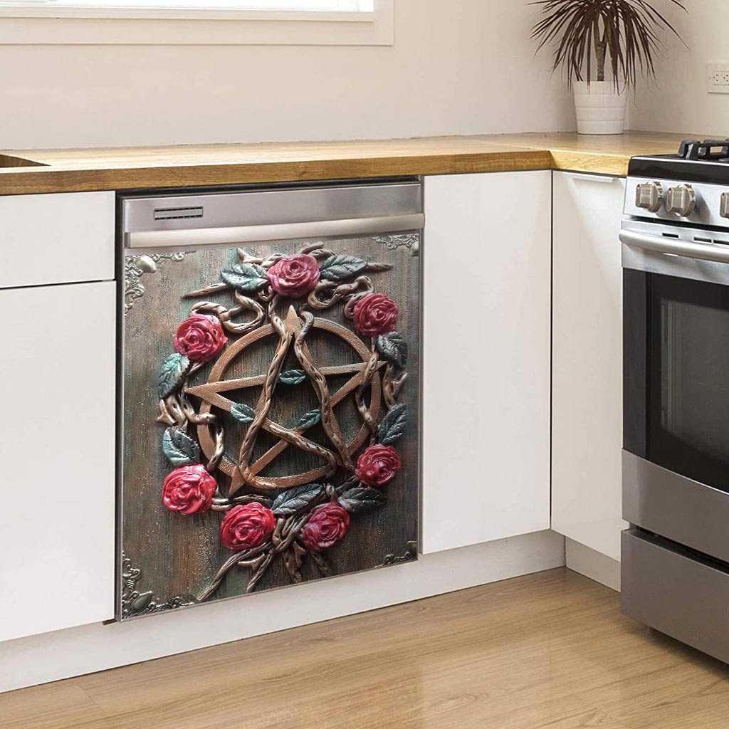 Mystic House Rose Pentacle - Witch Dishwasher Cover