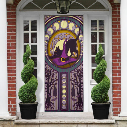 Cat Bat Moon Phases Witch - Witch Door sticker 0822