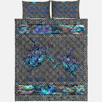 So Many In The Ocean - Personalized Turtle Quilt Set With 3D Pattern Print