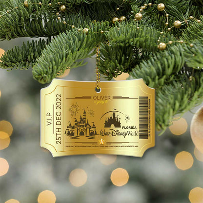 Going To The Magic Kingdom - Personalized Christmas Mouse Scalloped Aluminium Ornament (Printed On Both Sides)