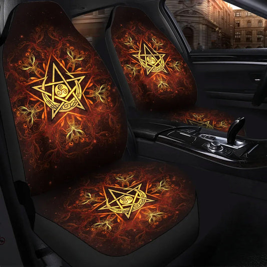 Celtic Wicca Celtic Triskelion Pentagram Moon-  Witch Seat Covers 0822