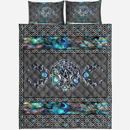 Mystery Spirit Triple Moon - Personalized Witch Quilt Set With 3D Pattern Print