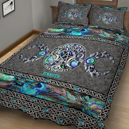 Mystery Spirit Triple Moon - Personalized Witch Quilt Set