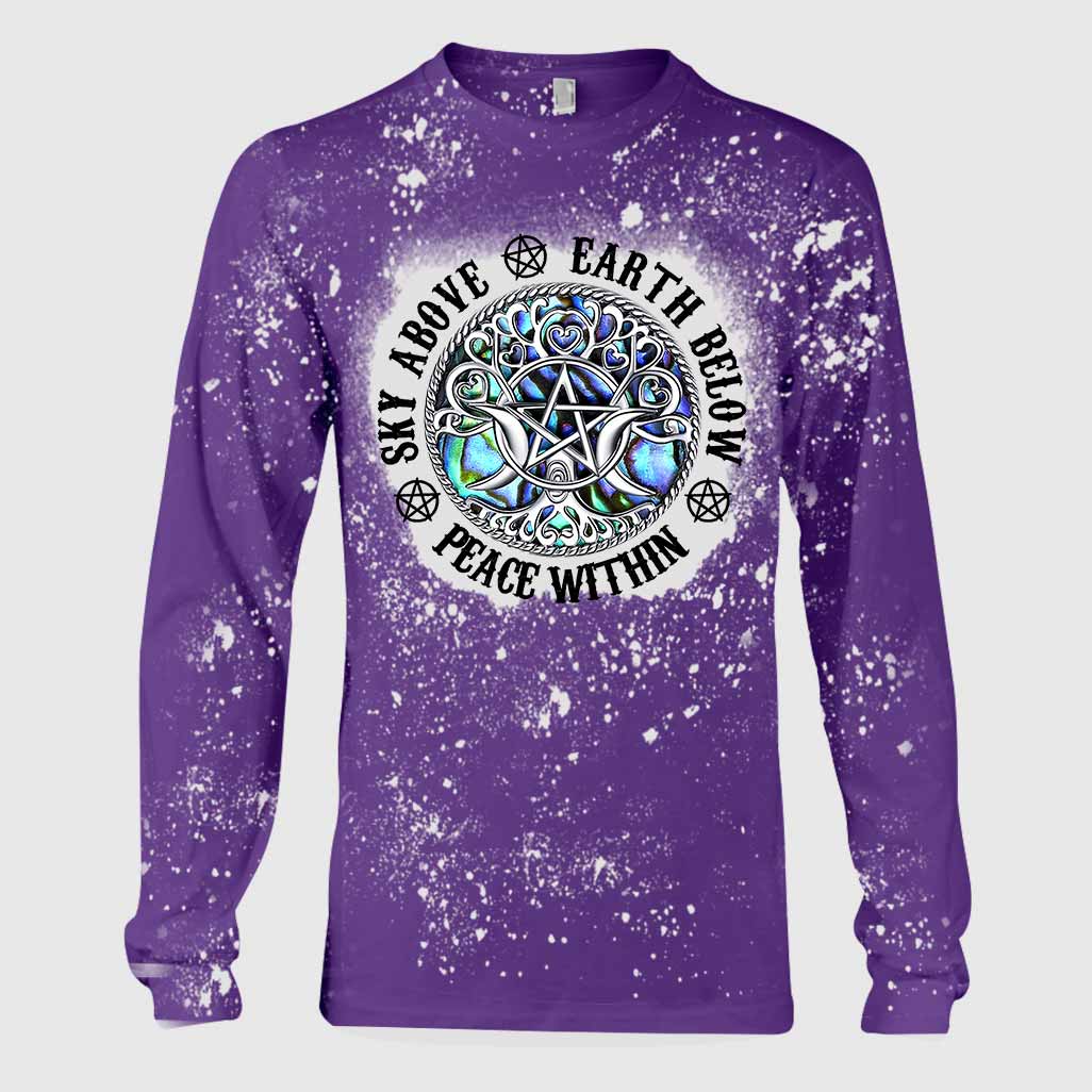 Sky Above Earth Below Triple Moon - Witch Handmade Bleached Shirts