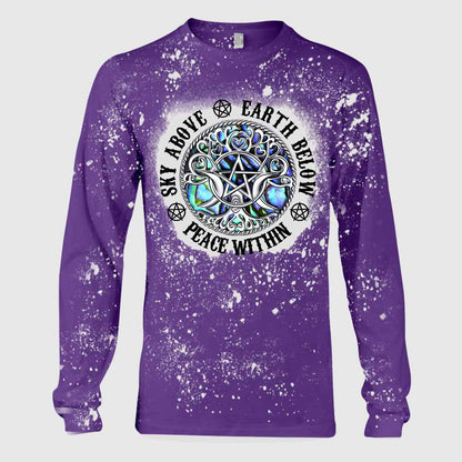 Sky Above Earth Below Triple Moon - Witch Handmade Bleached Shirts