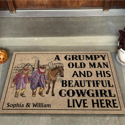 A Grumpy Old Man - Personalized Couple Horse Doormat