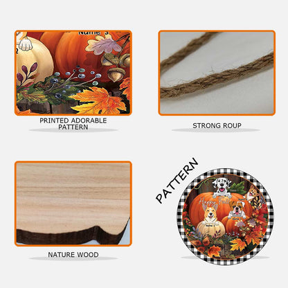 Happy Fall - Personalized Fall Dog Round Wood Sign