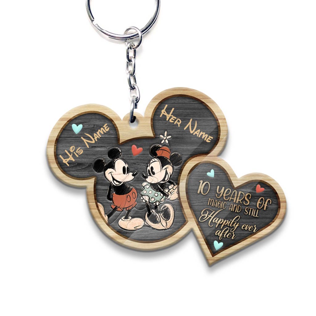 Still Happily Ever After - Personalized Couple Mouse Keychain (Printed On Both Sides)