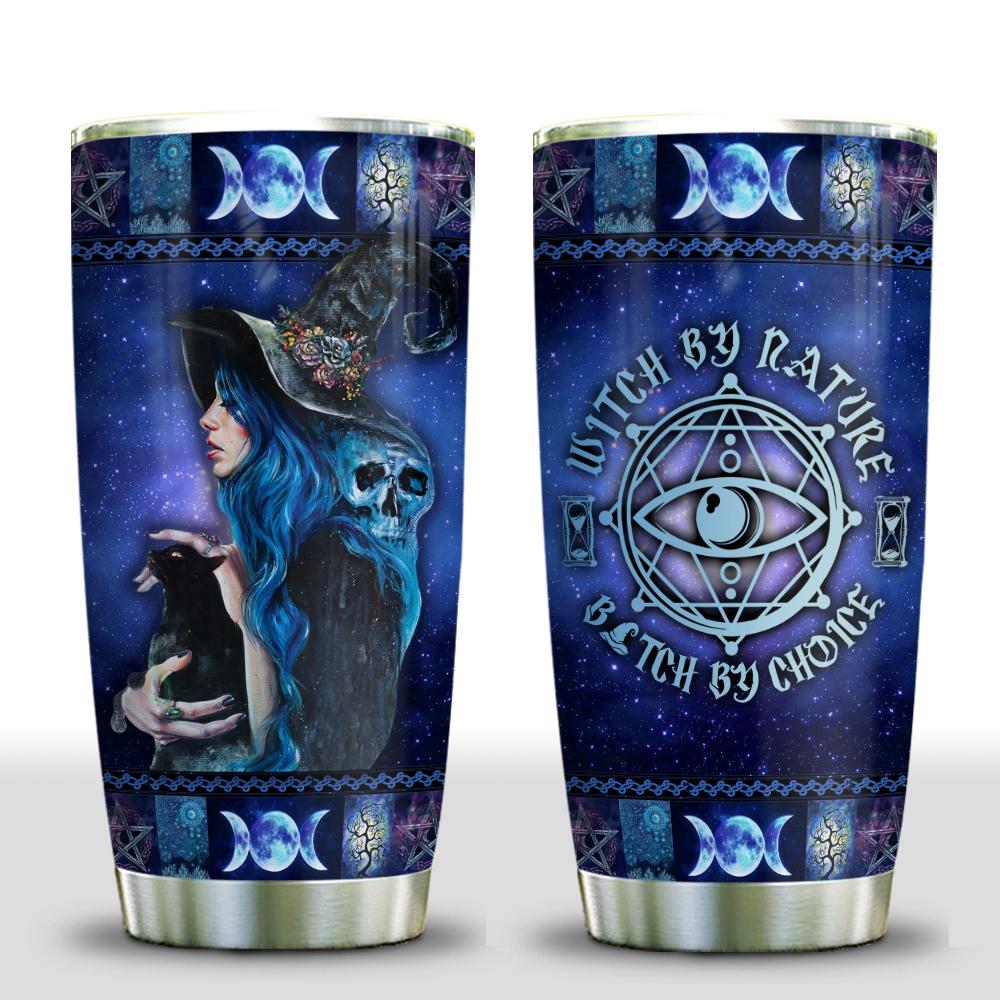 Blue Witch Nature And Black Cat - Witch Tumbler 0822