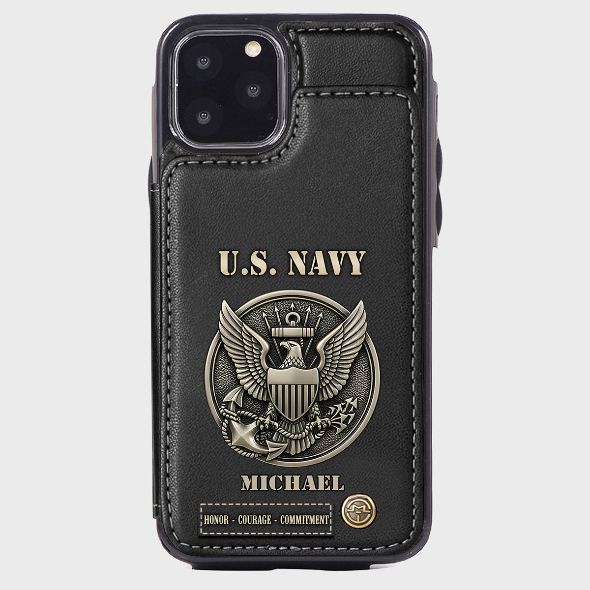 Honor, Courage, Commitment - Personalized Veteran Wallet Phone Case