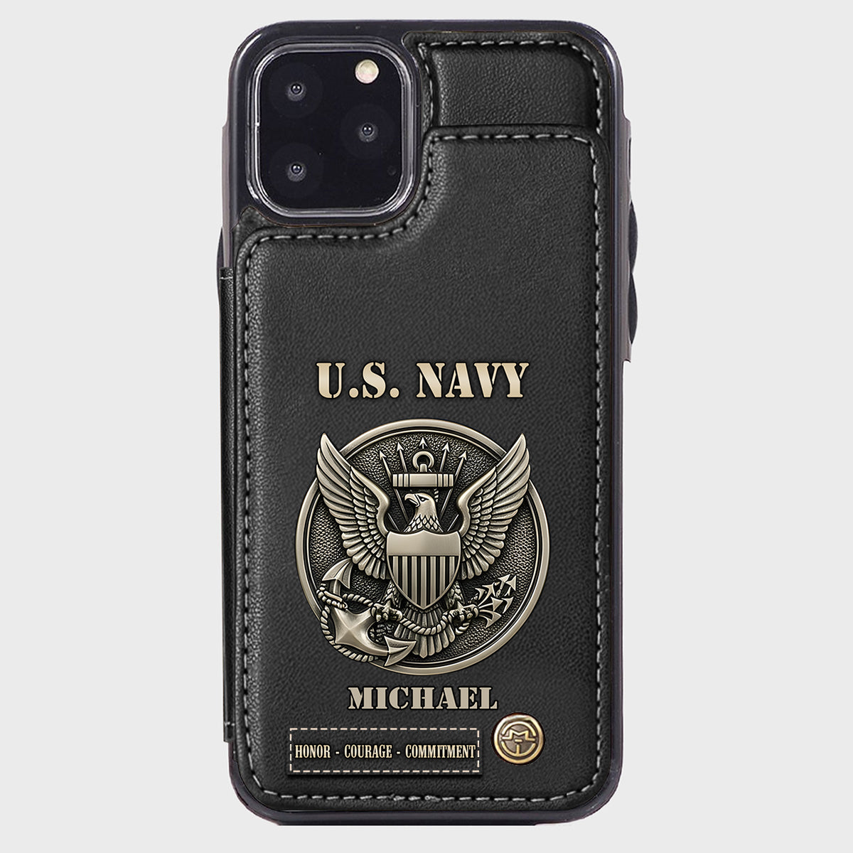 Honor, Courage, Commitment - Personalized Veteran Wallet Phone Case