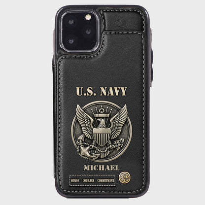 Honor, Courage, Commitment - Personalized Veteran Wallet Phone Case